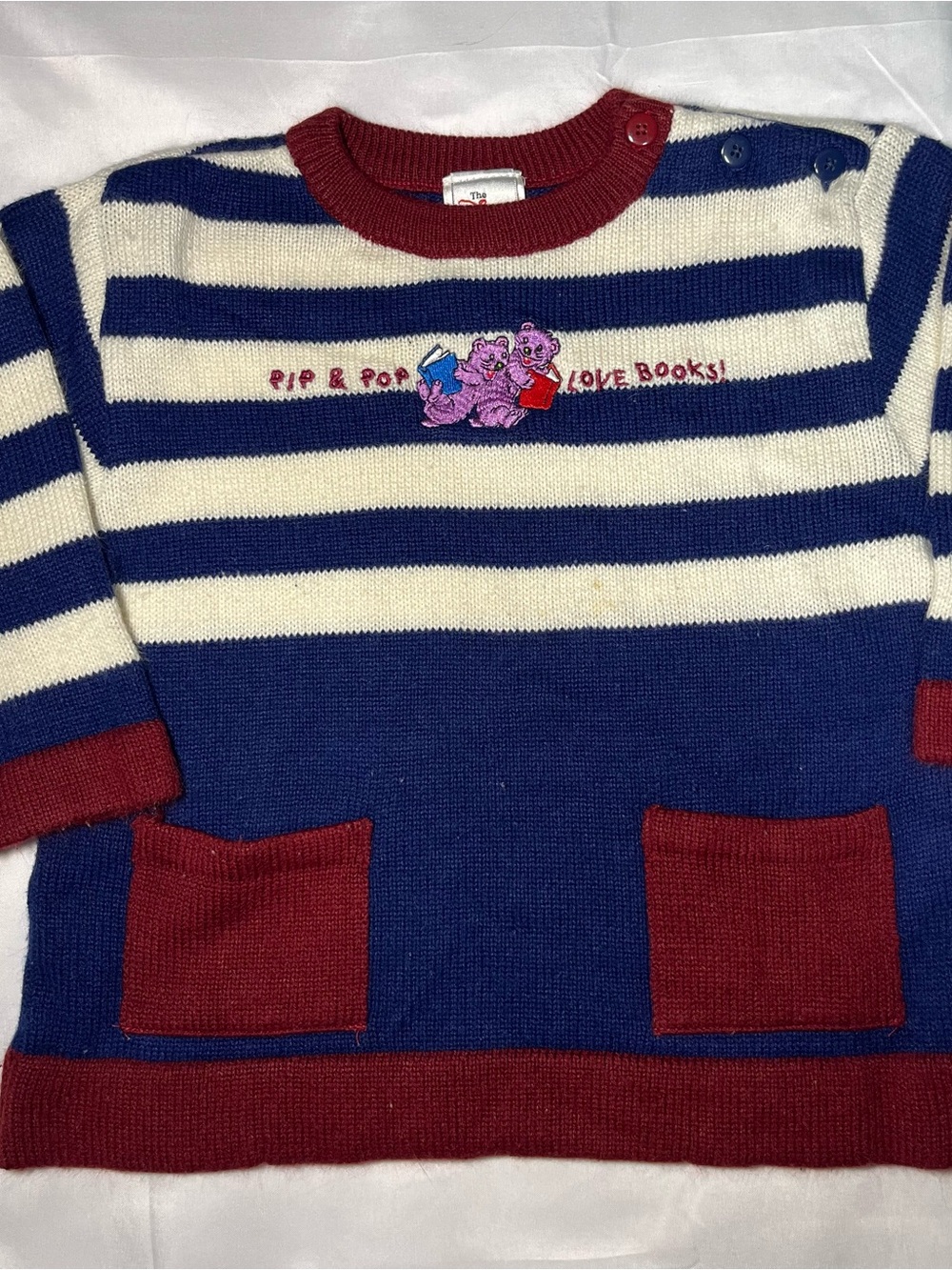 Vtg Bear in the Big Blue House Pip & Pop Striped Sweater 3T Disney Store Rare